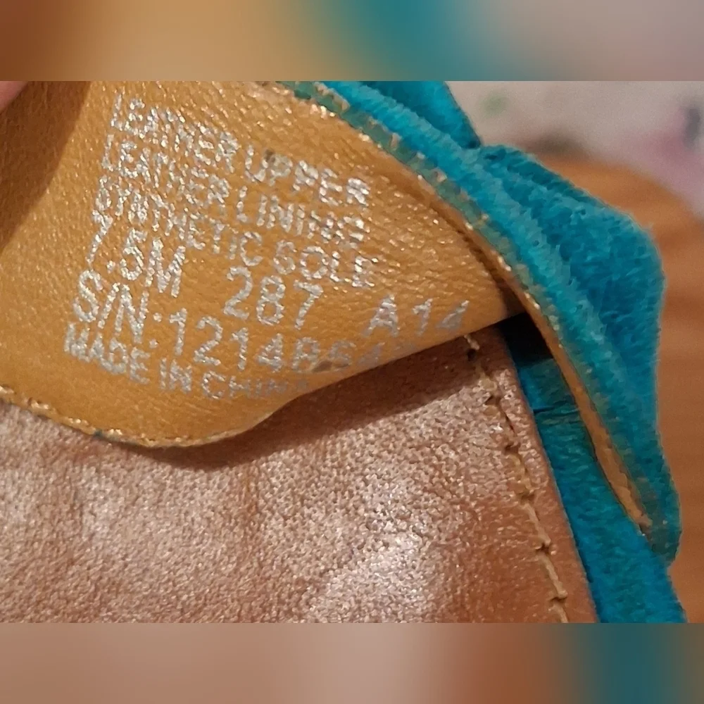 EUC Tory Burch Savannah Aqua Suede Business Casual Comfy Wedge Sandal SZ 7.5